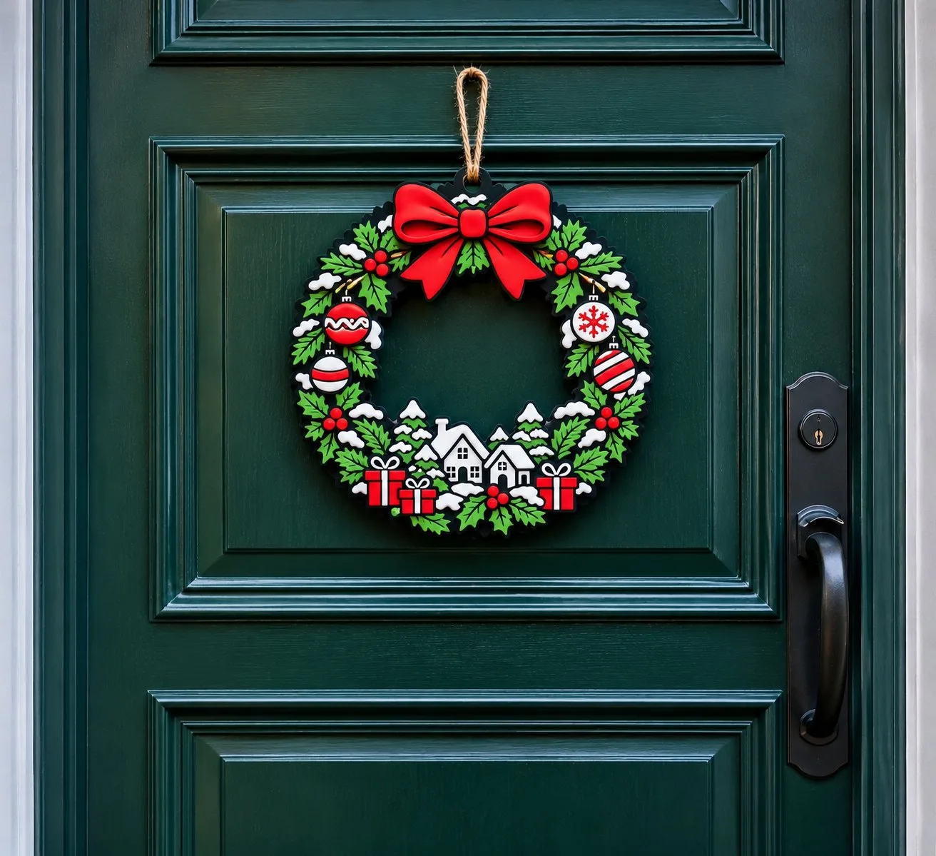 Adorno para la puerta principal en Navidad, foto 2