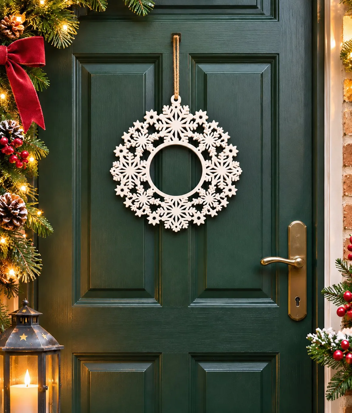 Adorno para la puerta principal en Navidad